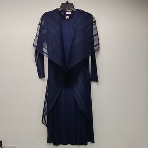 Navy Blue Sheer Overlay Dress